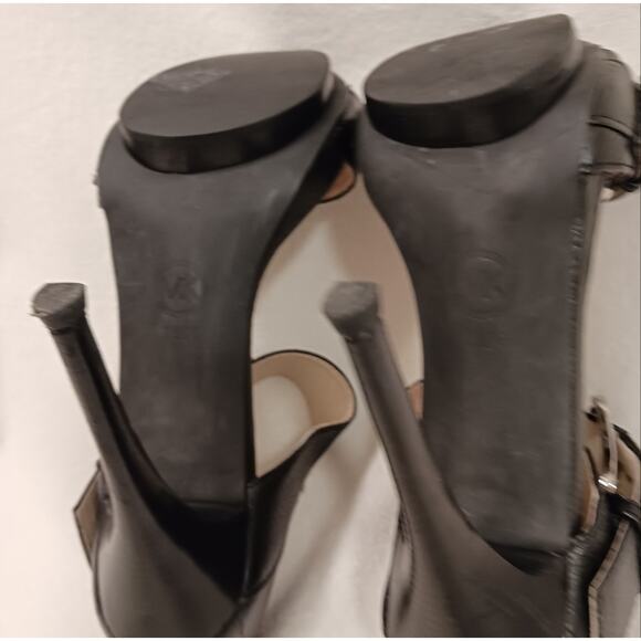 Michael Michael Kors 5" Stiletto Heels Sz 7.5 Black Leather Moderin Buckles Glam - Picture 10 of 16